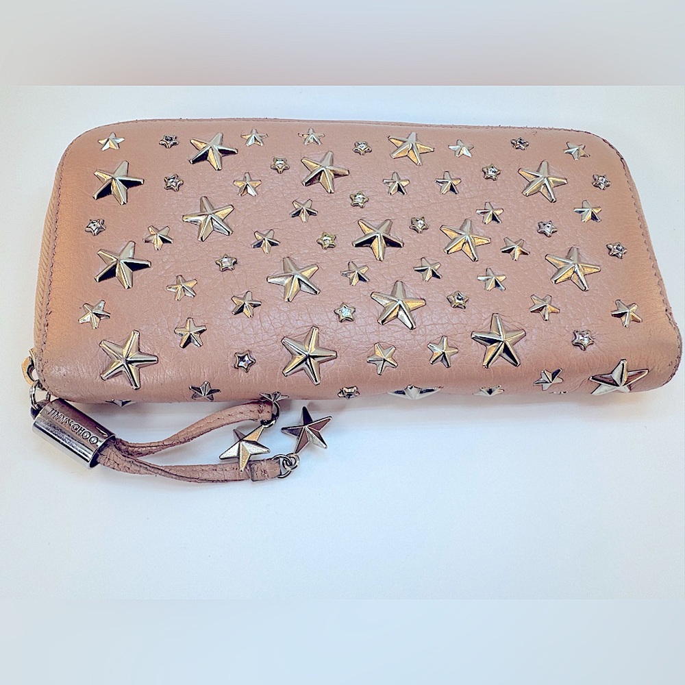 Jimmy Choo Crystal Filipa Star Studded Pink Long Wallet Rare Authentic Choo